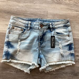 Nina Rossi Size 7 Light Denim Frayed Shorts Frayed Hem Distressed NWT
